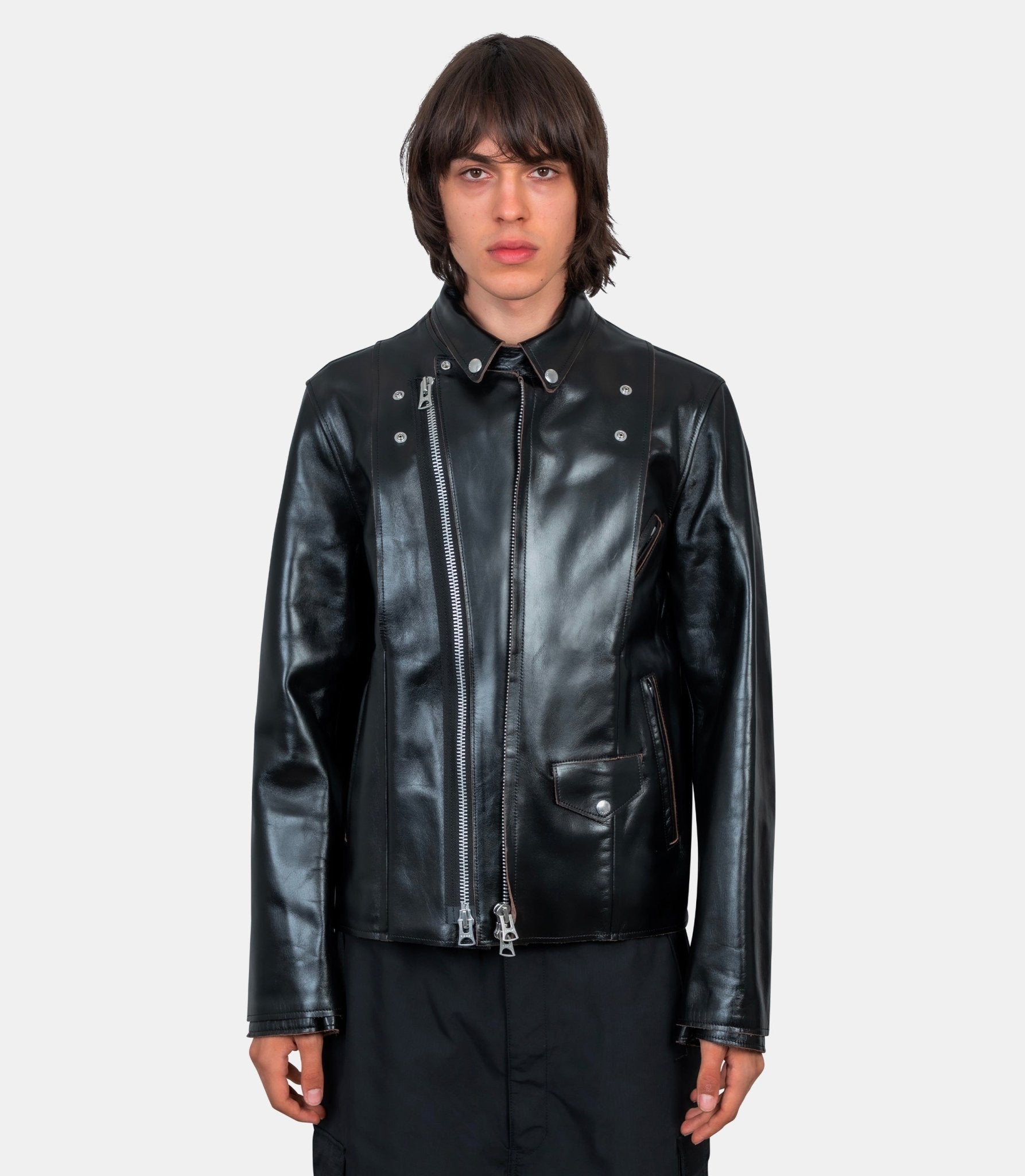 Veste biker en cuir - 25 - 03749M - 001 - 3 - Sacai