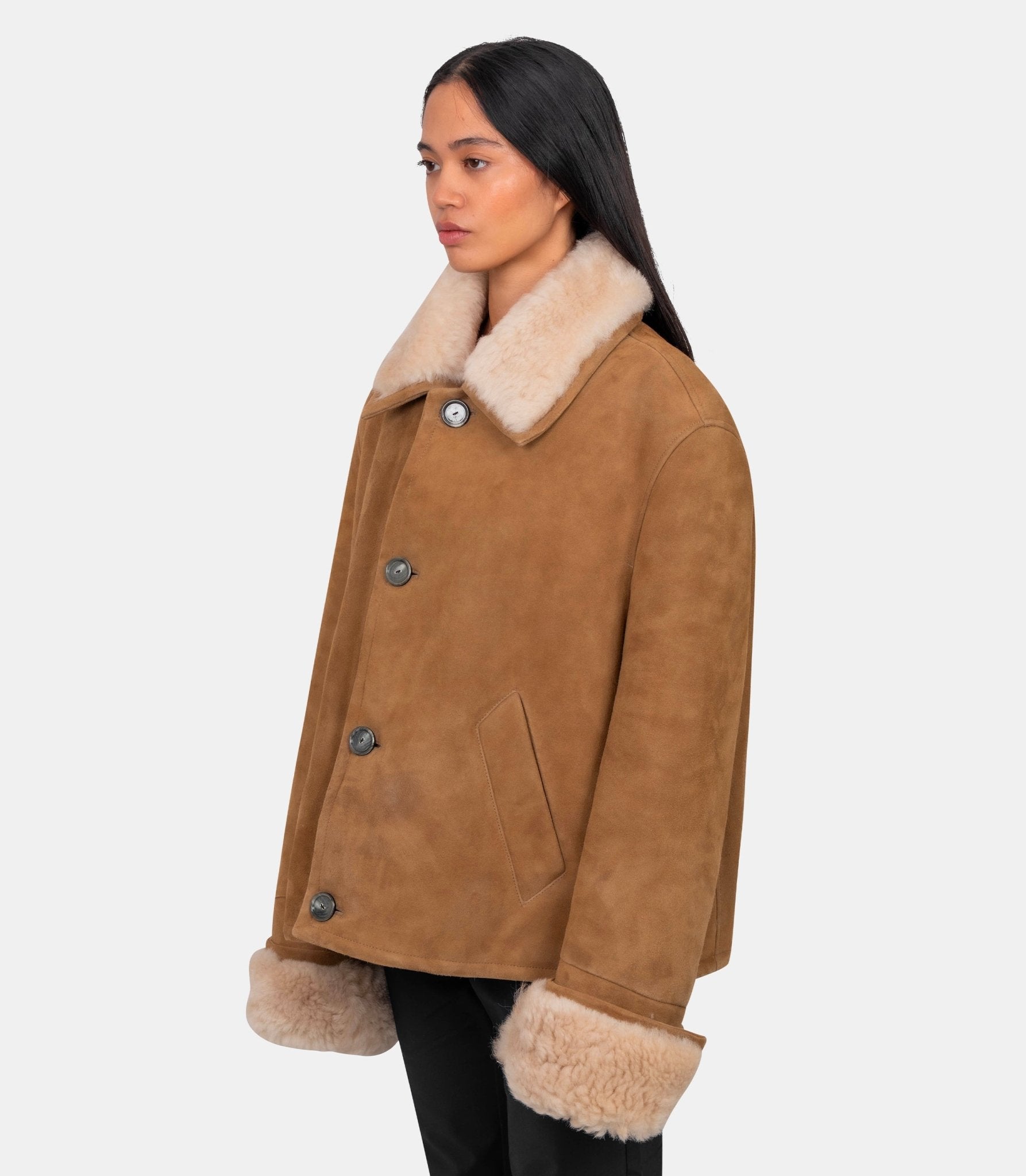 Veste boutonnée en shearling - UJK837.LH0057.280-XS - Ami paris