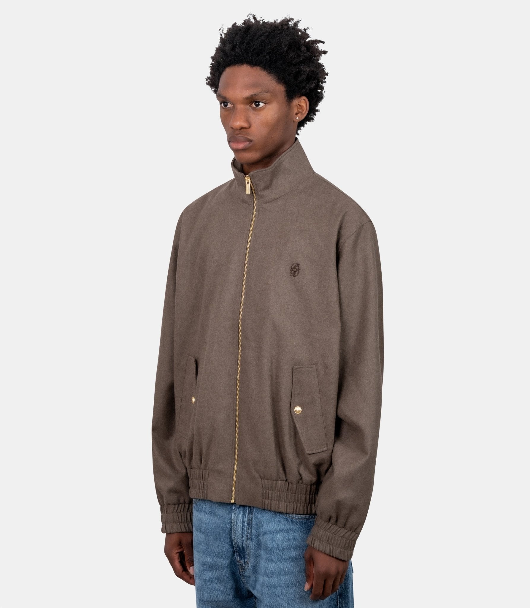 Veste de sport en flanelle brodée-L-JT234-WV016-LBR-S-Drôle de monsieur