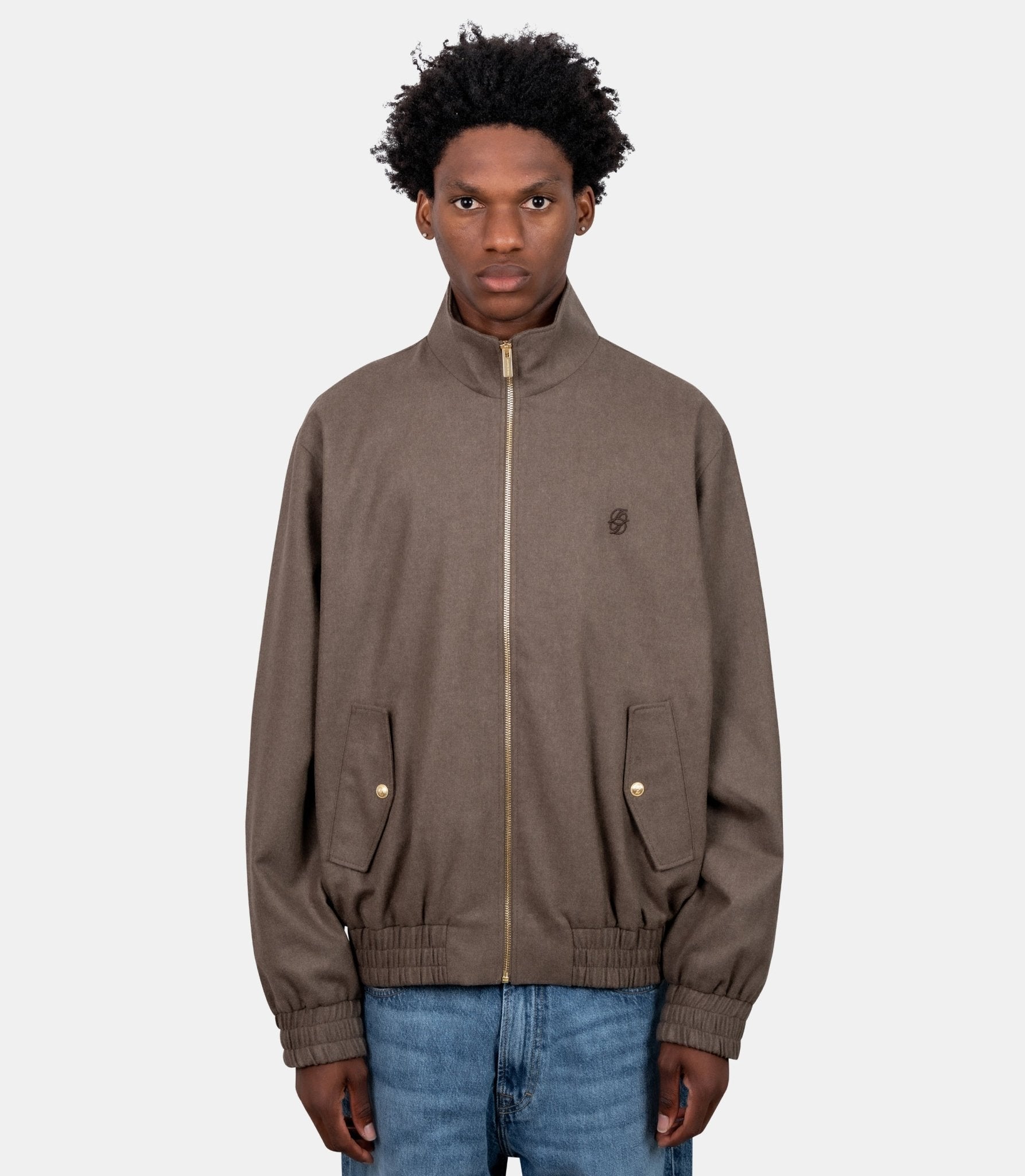 Veste de sport en flanelle brodée-L-JT234-WV016-LBR-S-Drôle de monsieur