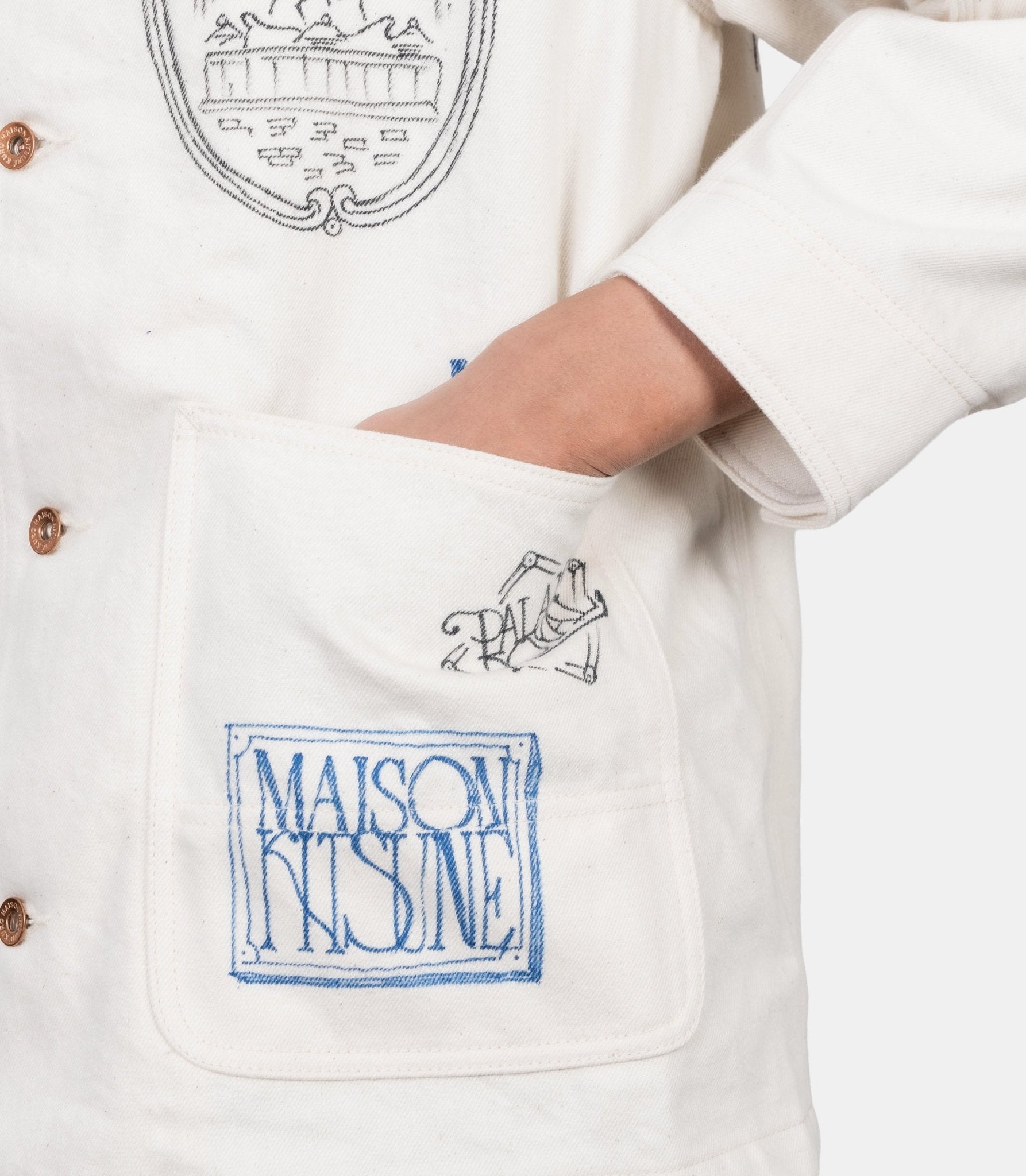 Veste de travail handwritten postcard x kuro - 990004-P700-S - Maison kitsuné