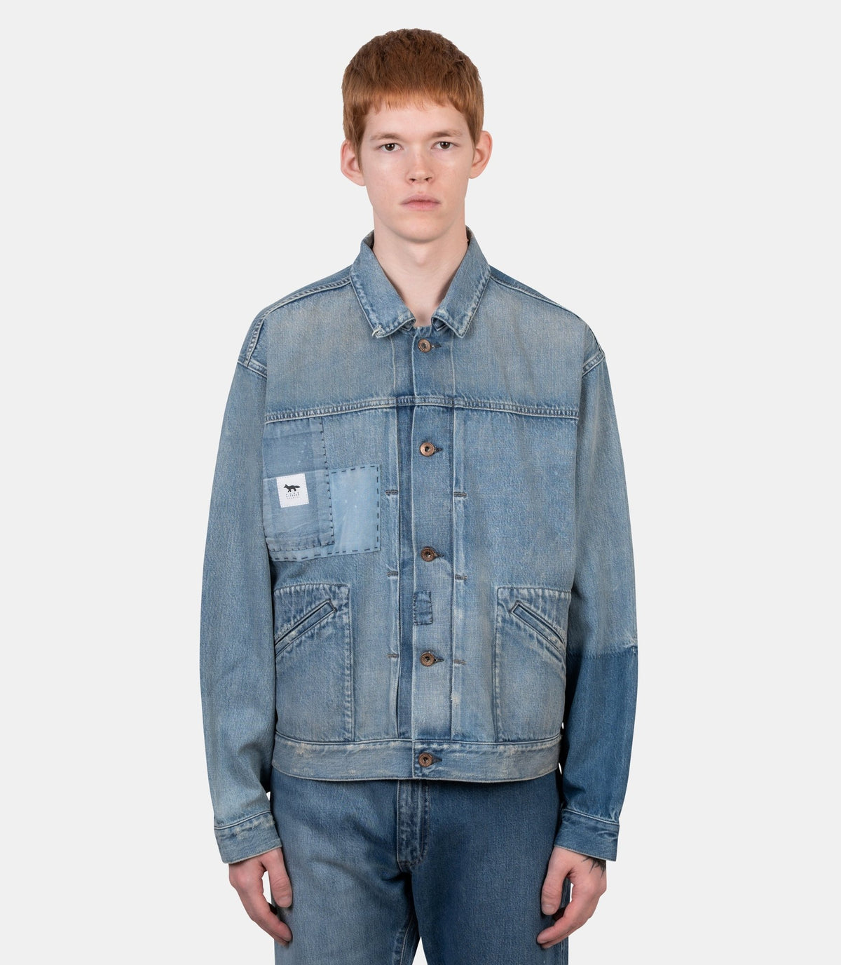 Veste denim patchwork x kuro-990011-P410-M-Maison kitsuné