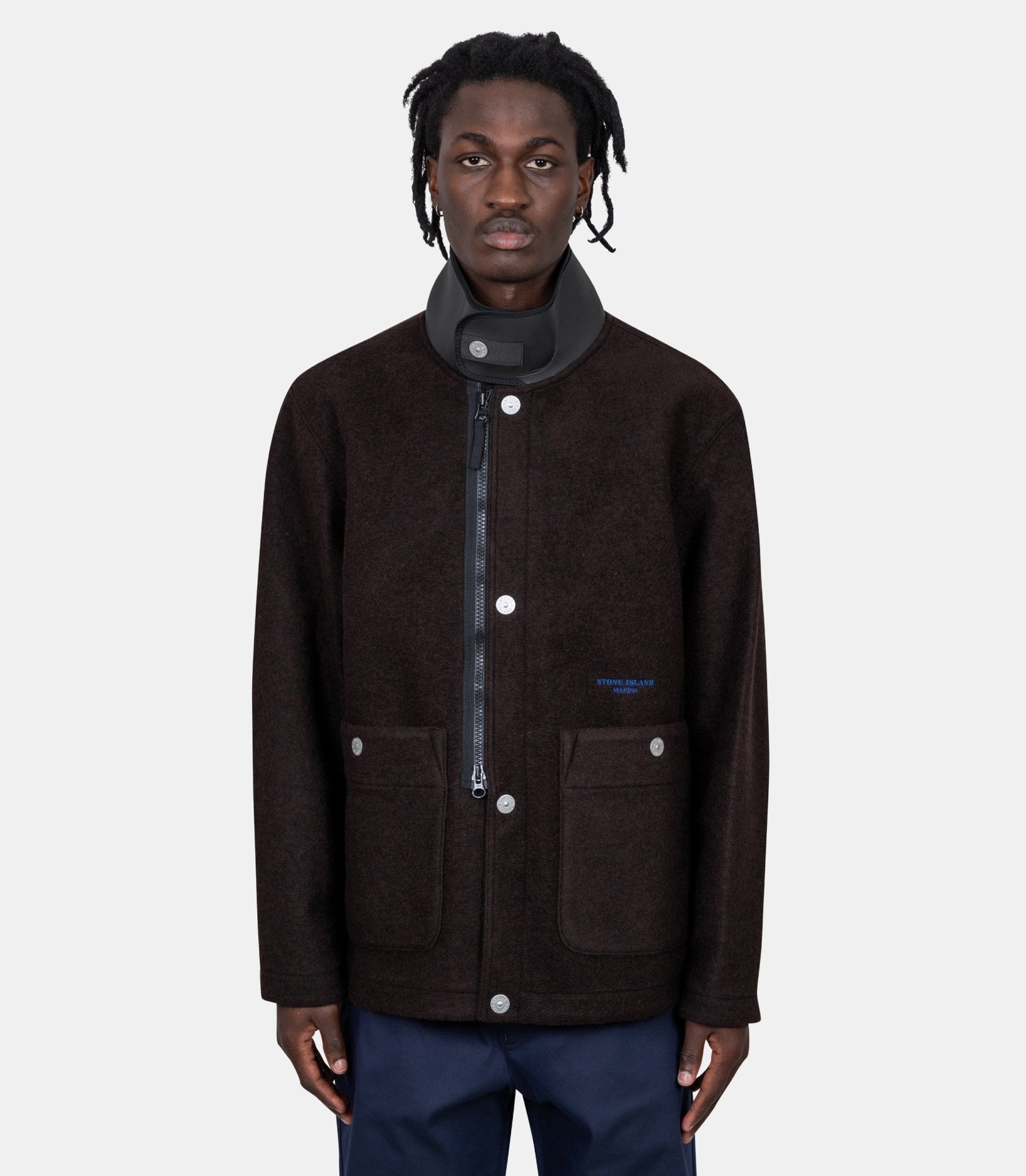 Veste marina avec col style cuba - K2S15Q100020S0X22 - V007B - M - Stone island