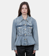 Veste rigid denim padded peplum - A1010071-11166-34 - Ganni