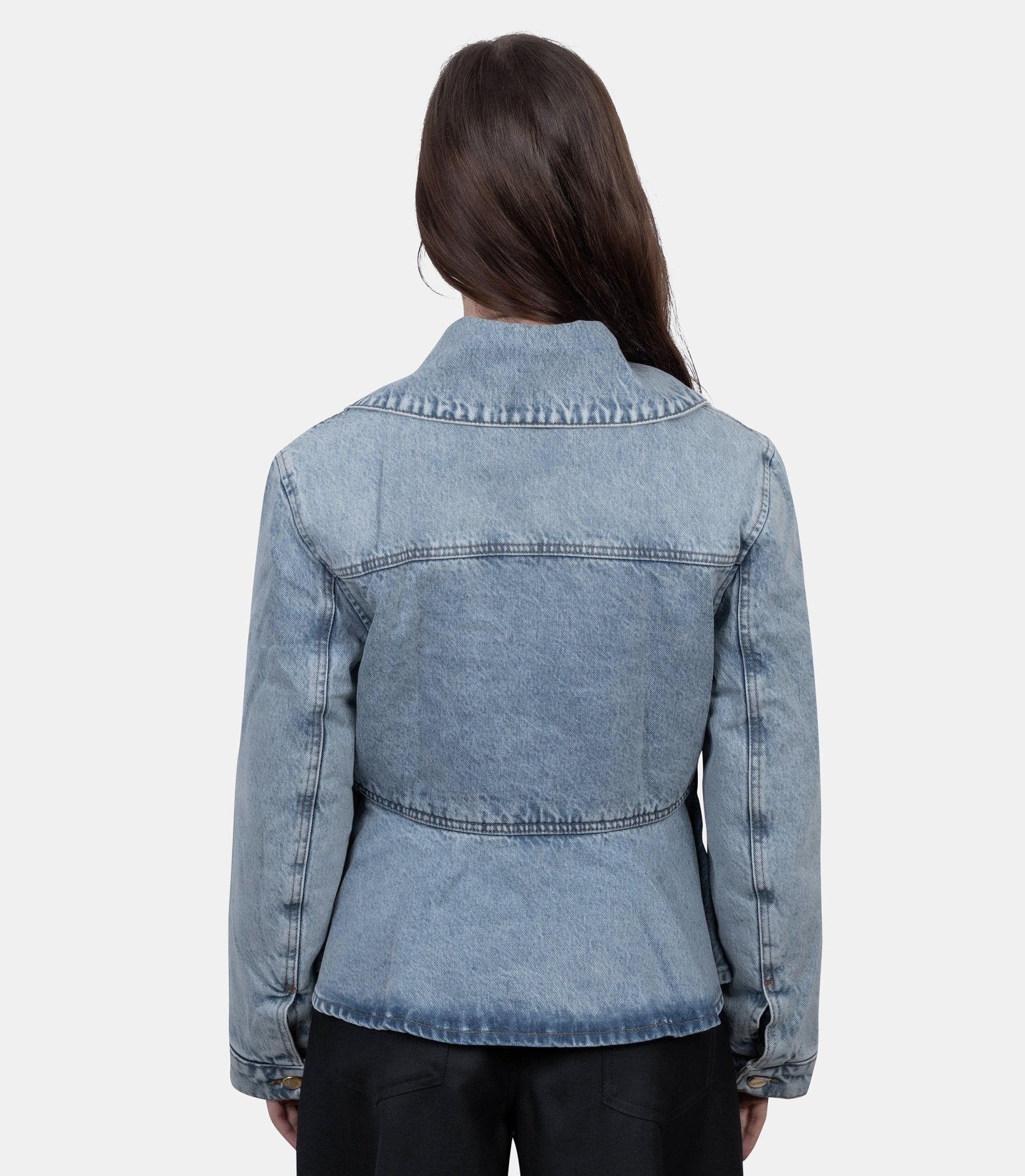 Veste rigid denim padded peplum - A1010071-11166-34 - Ganni