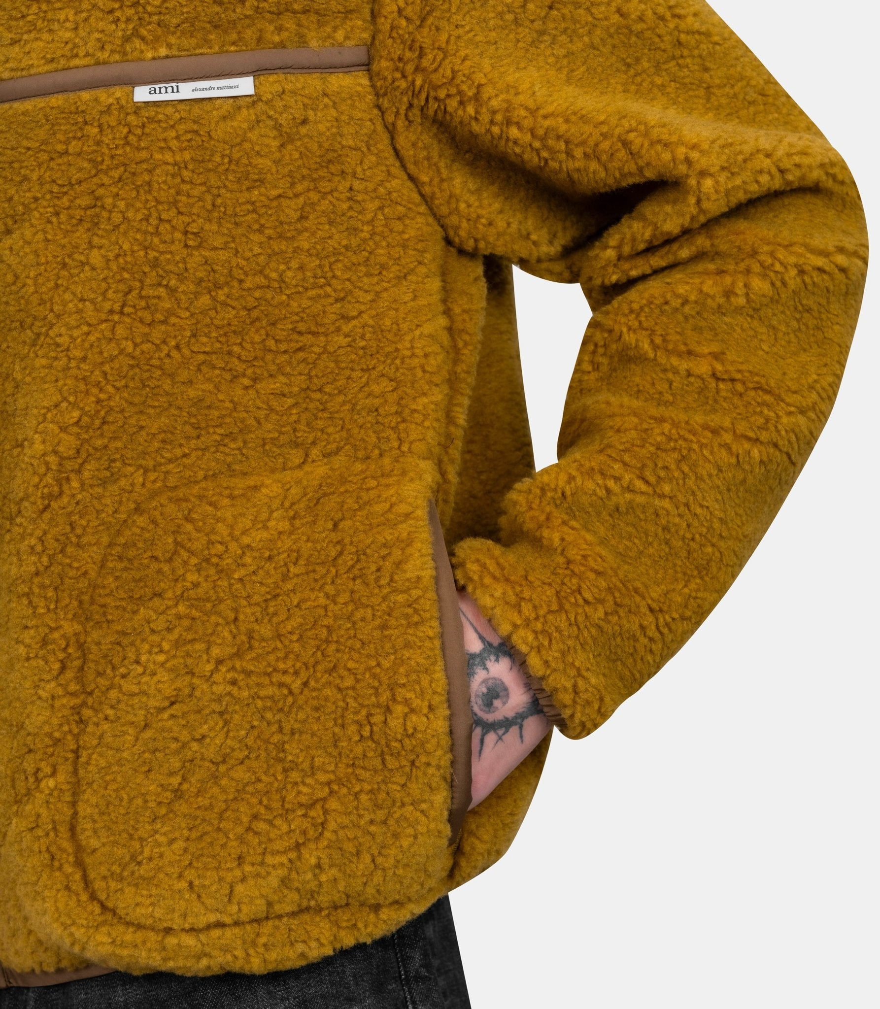 Veste zippée polaire en laine - HJK856.PL0040.374-S - Ami paris