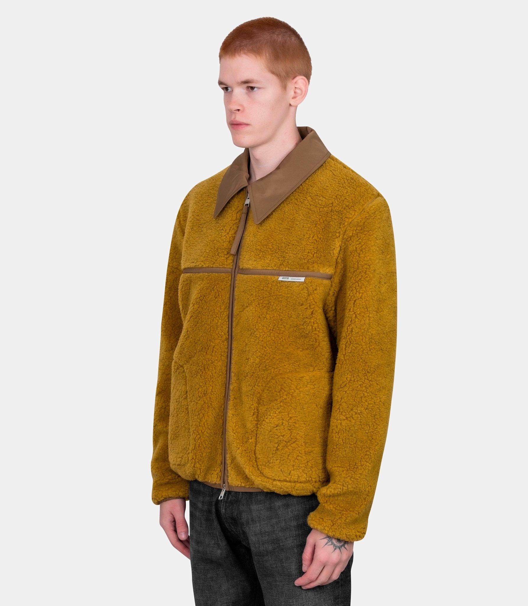 Veste zippée polaire en laine - HJK856.PL0040.374-S - Ami paris