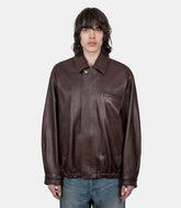 Veste zippée vintage en cuir - ST.1380-BROWN-M - Ssstein